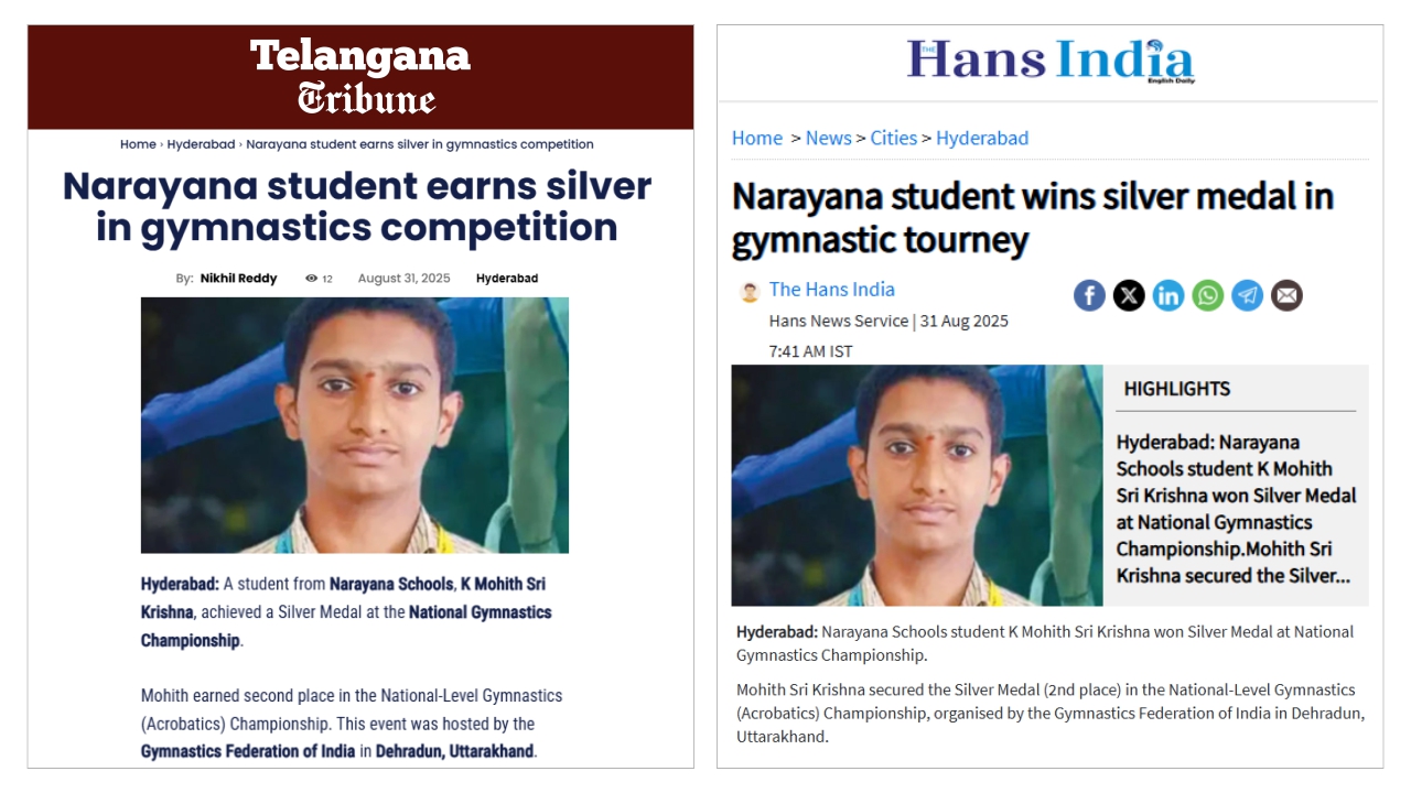 Student of Narayana Schools Wins Silver at National Gymnastics Championship