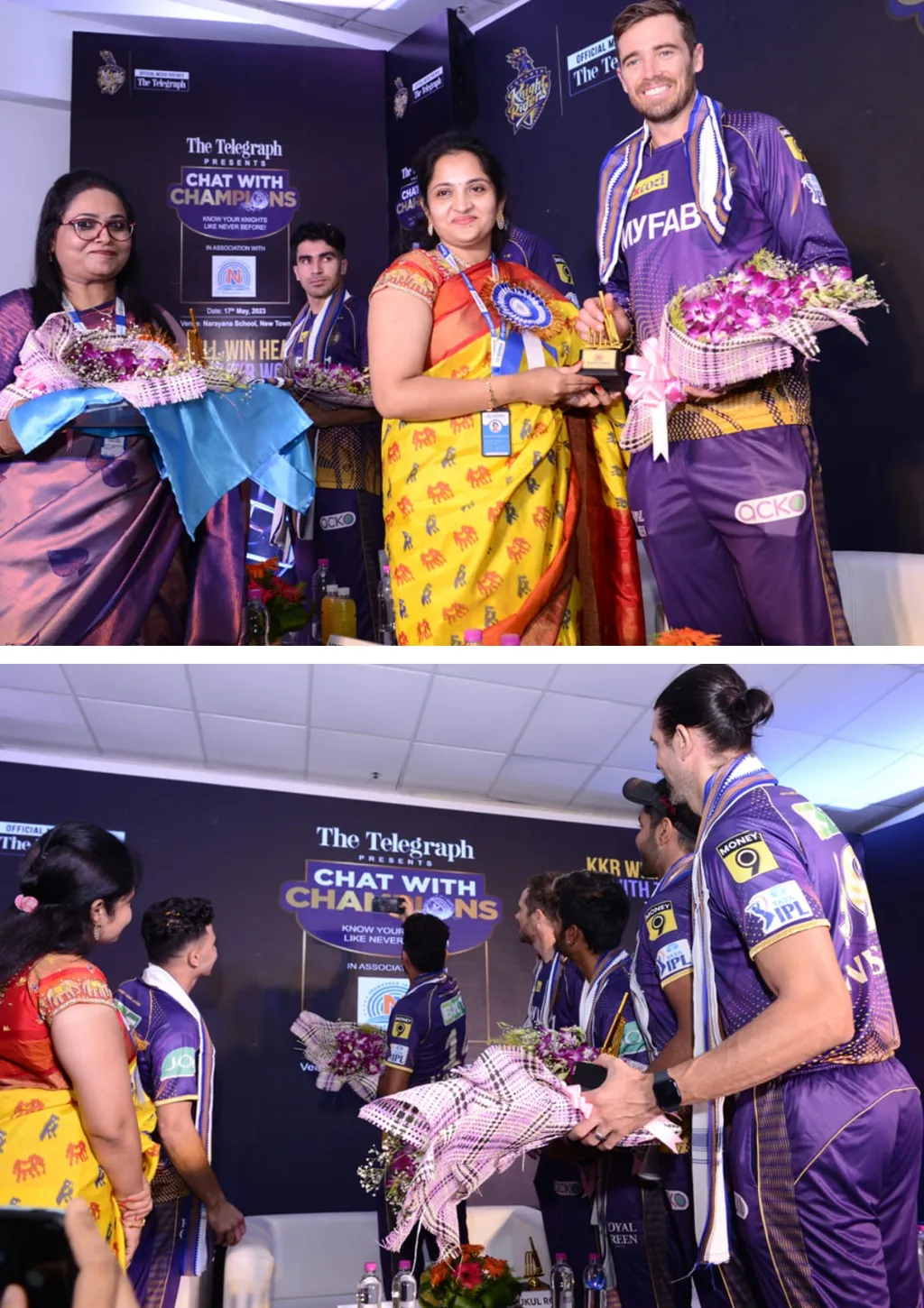 Students interacting with visiting dignitaries