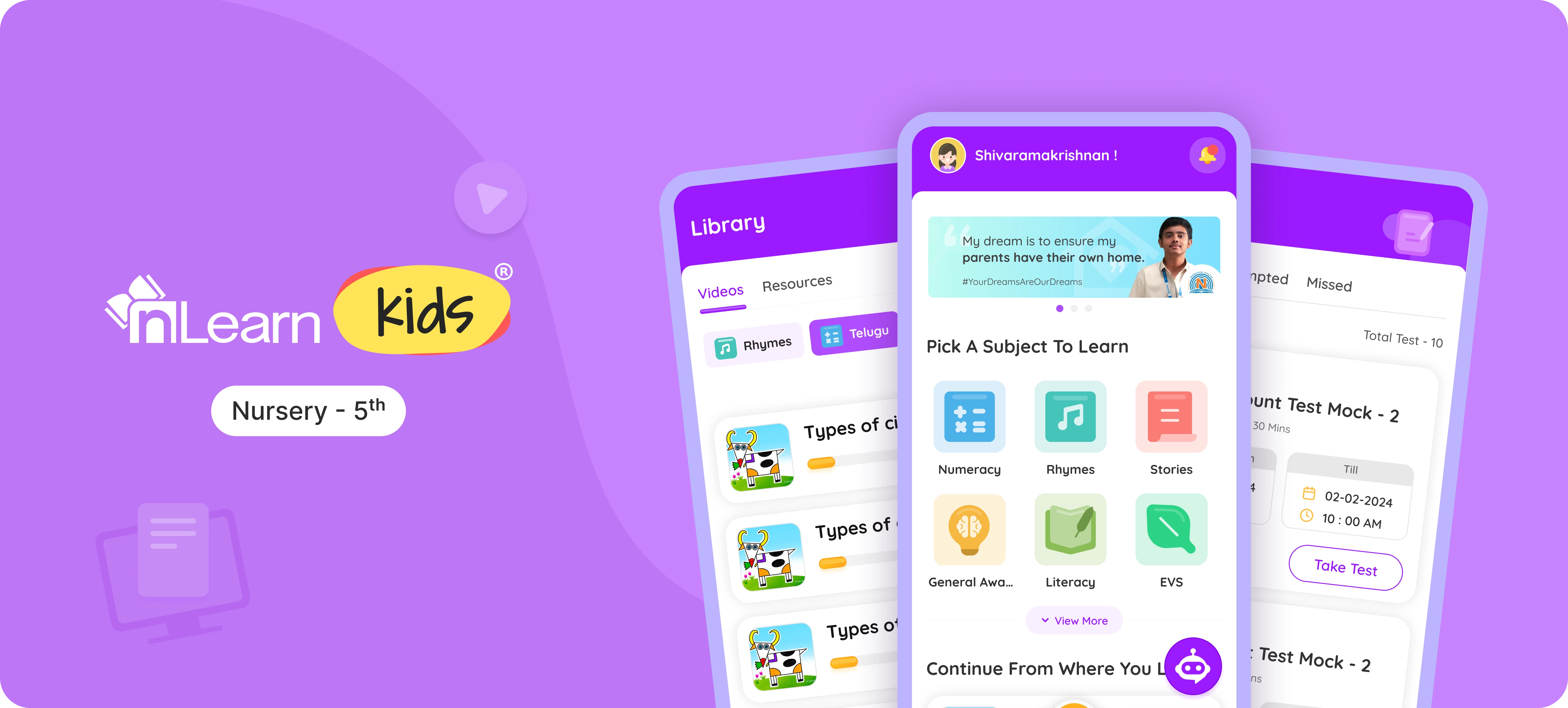 nLearn Kids application interface preview
