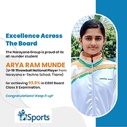 Narayana student Arya Ram Munde, U-19 Throwball National Player, celebrated for sports and CBSE Board Class X academic excellence